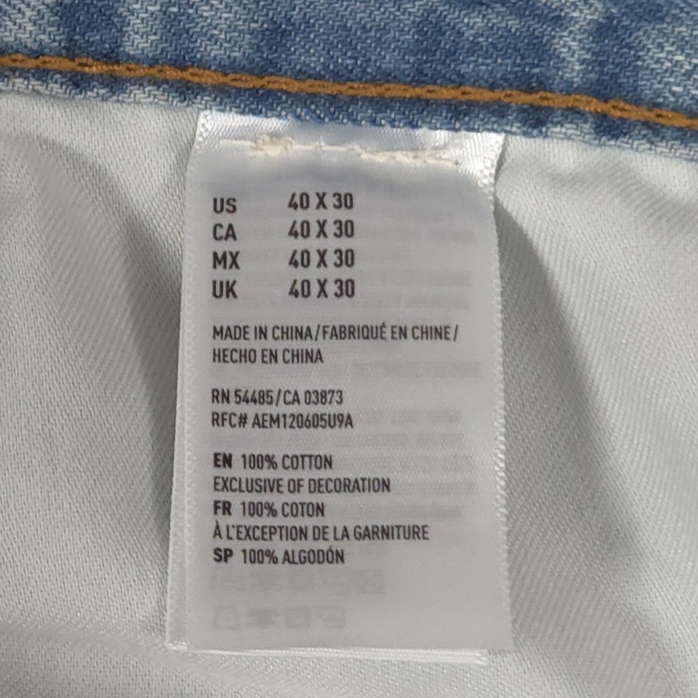 American Eagle Mens Size 40x30 Light Blue Relaxed Straight Denim Jeans Unworn - Picture 14 of 16